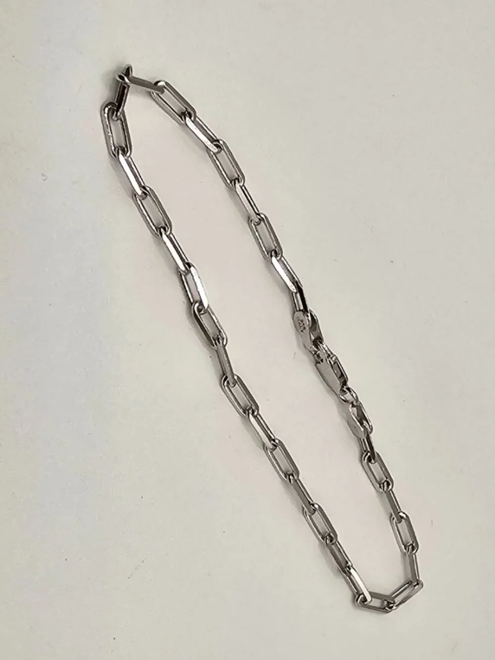 Sterling Silver 925 Rhodium Plated Paperclip Bracelet 2.8mm 8 inches